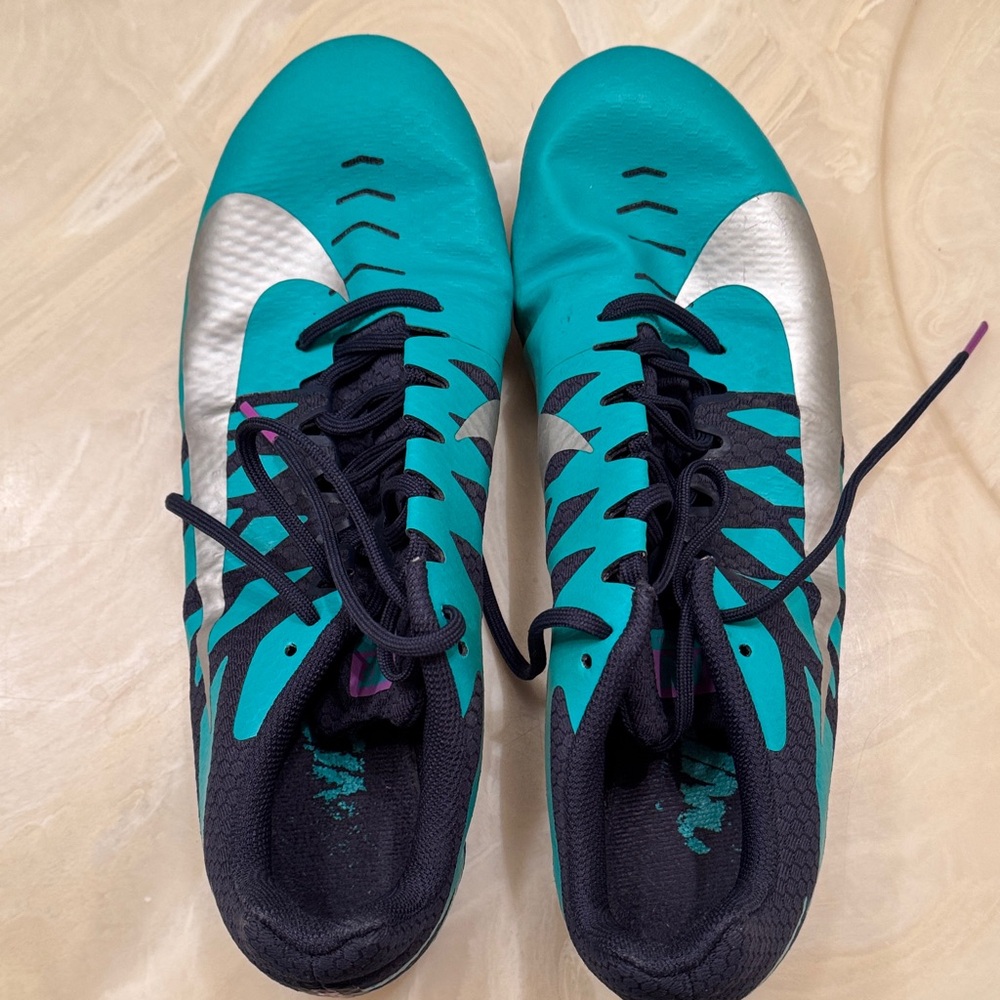 Nike Men’s Track Shoes with Spikes and tool - Teal and Silver Athletic Shoes